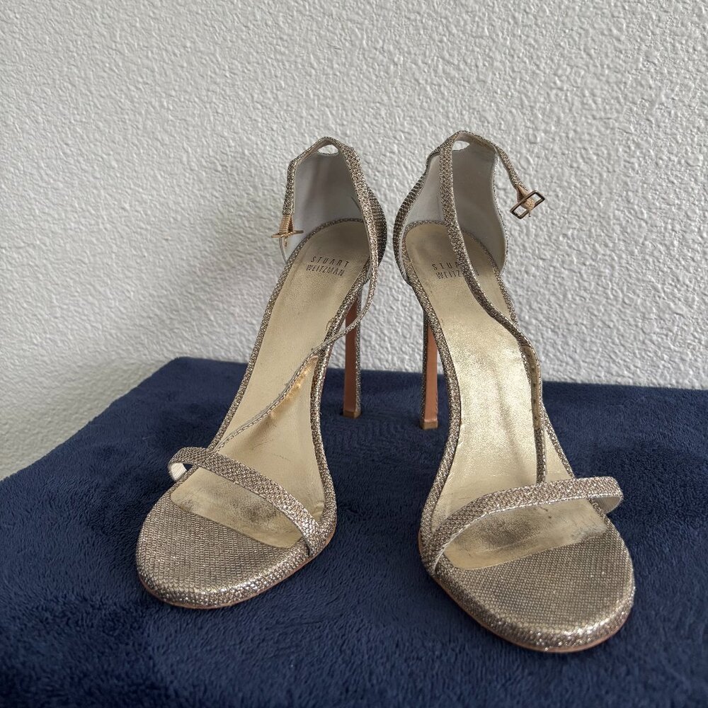 Stuart Weitzman Gold Glitter Sandals  Size: US 9.5  Color: Gold (glitter finish)